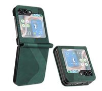 Mo-Somnus Funda para Samsung Galaxy Z Flip 6, Funda Carcasa de Cuero para Samsung Z Flip 6, Premium Cuero Billetera Flip Protectora Carcasa Magnético con Cáscara de TPU, Ranura para Tarjeta (Verde)