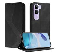 Mo-Somnus Funda para Vivo V40 Lite 5G, Funda Carcasa de Cuero para Vivo V40 Lite 5G, Premium Cuero Billetera Flip Protectora Carcasa Magnético con Cáscara de TPU (Negro)