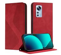 Mo-Somnus Funda para Xiaomi mi 12 / Xiaomi mi 12X, Funda Carcasa de Cuero para mi 12X, Premium Cuero Billetera Flip Protectora Carcasa Magnético con Cáscara de TPU, Ranura para Tarjeta (Rojo)