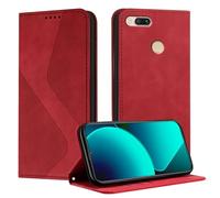 Mo-Somnus Funda para Xiaomi mi 5X / Mi A1, Funda Carcasa de Cuero para Mi A1, Premium Cuero Billetera Flip Protectora Carcasa Magnético con Cáscara de TPU, Ranura para Tarjeta (Rojo)