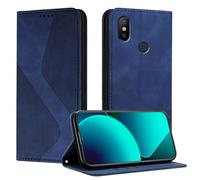 Mo-Somnus Funda para Xiaomi mi 6X / Mi A2, Funda Carcasa de Cuero para Mi A2, Premium Cuero Billetera Flip Protectora Carcasa Magnético con Cáscara de TPU, Ranura para Tarjeta (Azul)