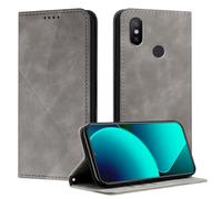 Mo-Somnus Funda para Xiaomi mi 6X / Mi A2, Funda Carcasa de Cuero para Mi A2, Premium Cuero Billetera Flip Protectora Carcasa Magnético con Cáscara de TPU, Ranura para Tarjeta (Gris)
