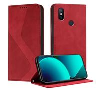 Mo-Somnus Funda para Xiaomi mi 6X / Mi A2, Funda Carcasa de Cuero para Mi A2, Premium Cuero Billetera Flip Protectora Carcasa Magnético con Cáscara de TPU, Ranura para Tarjeta (Rojo)
