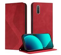 Mo-Somnus Funda para Xiaomi mi Cc9E / Mi A3, Funda Carcasa de Cuero para mi A3, Premium Cuero Billetera Flip Protectora Carcasa Magnético con Cáscara de TPU, Ranura para Tarjeta (Rojo)