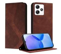 Mo-Somnus Funda para Xiaomi Redmi 12 4G, Funda Carcasa de Cuero para Redmi 12 4G, Premium Cuero Billetera Flip Protectora Carcasa Magnético con Cáscara de TPU, Ranura para Tarjeta (Marrón)