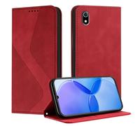 Mo-Somnus Funda para Xiaomi Redmi 7A, Funda Carcasa de Cuero para Redmi 7A, Premium Cuero Billetera Flip Protectora Carcasa Magnético con Cáscara de TPU, Ranura para Tarjeta (Rojo)