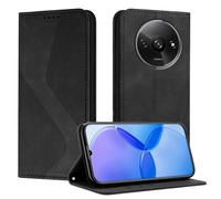 Mo-Somnus Funda para Xiaomi Redmi A3 4G, Funda Carcasa de Cuero para Redmi A3 4G, Premium Cuero Billetera Flip Protectora Carcasa Magnético con Cáscara de TPU, Ranura para Tarjeta (Negro)