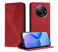 Mo-Somnus Funda para Xiaomi Redmi A3 4G, Funda Carcasa de Cuero para Redmi A3 4G, Premium Cuero Billetera Flip Protectora Carcasa Magnético con Cáscara de TPU, Ranura para Tarjeta (Rojo)