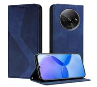 Mo-Somnus Funda para Xiaomi Redmi A3 4G, Funda Carcasa de Cuero para Redmi A3 4G, Premium Cuero Billetera Flip Protectora Carcasa Magnético con Cáscara de TPU, Ranura para Tarjeta (Azul)