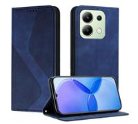 Mo-Somnus Funda para Xiaomi Redmi Note 13 4G, Funda Carcasa de Cuero para Redmi Note 13 4G, Premium Cuero Billetera Flip Protectora Carcasa Magnético con Cáscara de TPU, Ranura para Tarjeta (Azul)