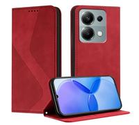 Mo-Somnus Funda para Xiaomi Redmi Note 13 Pro 4G, Funda Carcasa de Cuero para mi Poco M6 Pro 4G, Cuero Billetera Flip Protectora Carcasa Magnético con Cáscara de TPU, Ranura para Tarjeta (Rojo)