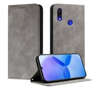 Mo-Somnus Funda para Xiaomi Redmi Note 7, Funda Carcasa de Cuero para Redmi Note 7 Pro, Cuero Billetera Flip Protectora Carcasa Magnético con Cáscara de TPU, Ranura para Tarjeta (Gris)