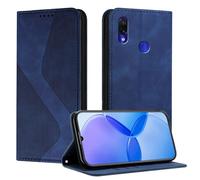 Mo-Somnus Funda para Xiaomi Redmi Note 7, Funda Carcasa de Cuero para Redmi Note 7 Pro, Cuero Billetera Flip Protectora Carcasa Magnético con Cáscara de TPU, Ranura para Tarjeta (Azul)