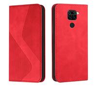 Mo-Somnus Funda para Xiaomi Redmi Note 9/Redmi 10X 4G, Funda Carcasa de Cuero para Xiaomi Redmi Note 9/Redmi 10X 4G, Cuero Billetera Carcasa Magnético con Cáscara de TPU, Ranura para Tarjeta (Rojo)