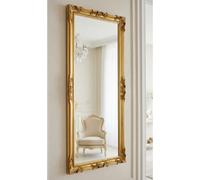 MO.WA Espejo de Pared Barroco 62x142 Pan de Oro, Estilo Clasico Marco Madera Dorado, Espejos Decorativos recibidor Dormitorio Colgante vestidor habitacion Made in Italy