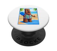 Moai Jugando Pickleball en Isla de Pascua PopSockets PopGrip Adhesivo