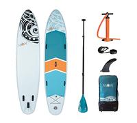 MOAI SUP Stand Up Paddle Board de 12'4 pulgadas, para dos personas, paquete premium que incluye remo de fibra de vidrio, bolsa, bomba y aleta inflable
