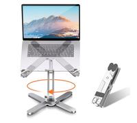 Moallia Soporte para portátil con base giratoria de 360 grados, soporte de metal para escritorio y trabajo colaborativo, totalmente plegable para un fácil almacenamiento, se adapta a todos los MacBook