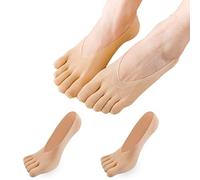MOAMUN 10/5/2 Pares De Calcetines Dedos Mujer, Calcetines Invisibles Mujer Transpirables y Antideslizantes con Tira De Silicona (FR/ES, Números, 34, 40, Regular, Regular, 2, Piel)