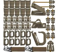MOAMUN 42 PC Táctico Engranaje Clip Molle Webbing Accesorios por Táctica Zaino Chaleco Molle Llavero Anilla Cierre Agua Tubo Clip Web Dominator Fibbia con Elastico Cadena (Marrón)