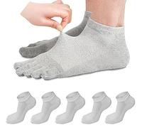 MOAMUN 5 Pares de Calcetines Dedos Hombre, Transpirable Suave Calcetines con Dedos, Algodón De Corte Bajo De Cinco Calcetine Deporte (FR/ES, Números, 39, 43, Regular, Regular, Gris)