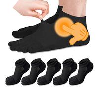 MOAMUN 5 Pares de calcetines dedos hombre, transpirable suave calcetines con dedos, algodón de corte bajo de cinco calcetine deporte para los deportes de trabajo, Talla39-44(Negro)