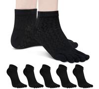 MOAMUN 5 Pares de Calcetines Dedos Mujer, Transpirable Suave Calcetines con Dedos, Algodón De Corte Bajo De Cinco Calcetine Deporte para Los Deportes De Trabajo, Talla35-40(Mujer, Negro)