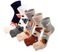 MOAMUN 5 Pares Niños Del Dedo Del Pie Calcetines Algodón Niños Cinco Dedos Calcetines De Dibujos Animados Lindo Patrón De Los Animales Para Niños Niñas 3 a 12 Años (dibujos animados, 3-7 años)