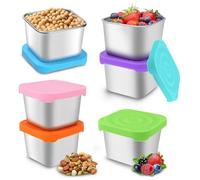 MOAMUN 6 Pequeño Tapers para Comida Hermetico, 180 Ml Recipientes Herméticos para Alimentos con Tapa Fiambrera Acero Inoxidable, Reutilizables Bento Box Recipientes para Yogur Frutas Ensalada