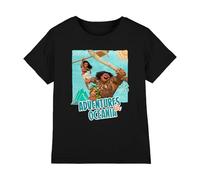 Disney Maui Moana Aventures in Oceania Girls T Shirt Camiseta, Negro, 12-13 años para Niñas