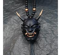 Moanyt Colgante colgante de coche Samurai Hannya casco Oni japonés para espejo retrovisor de coche, colgante de moda, adorno de decoración de automóvil (negro)