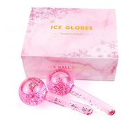 Moanyt Rodillos de hielo faciales, bolas de masaje de enfriamiento facial, globos de hielo para cuello Fac herramienta de belleza para el cuidado de la piel - 2 piezas (rosa)