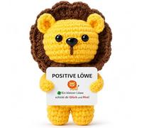 MOAZIFI León positivo de ganchillo a mano como amuleto de la suerte, regalo dulce para regalos de buena suerte y examen, regalo de mutuo - Pequeño león mascota souvenir