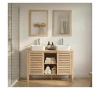 MOB-IN Conjunto TALIX 120cm roble doble lavabo, grifos y espejo