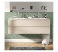 MOB-IN - Juego de lavabo doble Sorrento, 120 cm, con plano cerámico y grifos cromados