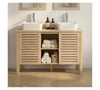 MOB-IN - Juego de lavabo doble Talix (120 cm, roble y grifo cromado)