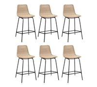 MOB-IN - Juego de taburetes de isla y bar Bali de metal y asiento de ratán (65 cm)