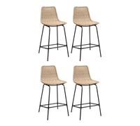 MOB-IN - Juego de taburetes de isla y bar Bali de metal y asiento de ratán (65 cm)
