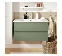 MOB-IN - Mueble individual - Lavabo (80 cm, decoración de roble Sorrento, decoración roble+lavabo+Rob. Cromado