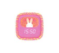 MOB - MOBILITY ON BOARD Reloj Despertador y Luz de Noche para Niños Billy Clock Cebra Rosa - Frontal de Tela - Fecha, Hora y 3 Ajustes de Alarma (Rosa)