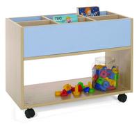Mobeduc Librería Alta Haya 600904HR18 Mueble con 6 Estanterías y Ruedas 80x40x58 cm