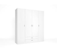 Mobelcenter, Armario 4 Puertas 2 Cajones, Armario Matrimonio Acabado Color Blanco Mate, Medidas: Ancho: 198 cm x Fondo: 51 cm x Alto: 215 cm (1562)