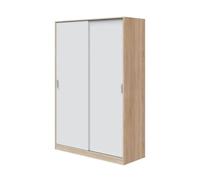 MOBELCENTER - Armario Juvenil Matrimonio 2 Puertas Correderas - Color Blanco Artik y Roble Canadian - Ancho: 120cm x Fondo: 50cm x Alto: 200cm (1411)