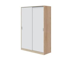 MOBELCENTER - Armario Juvenil Matrimonio 2 Puertas Correderas - Color Blanco Artik y Roble Canadian - Ancho: 120cm x Fondo: 50cm x Alto: 200cm (1411)