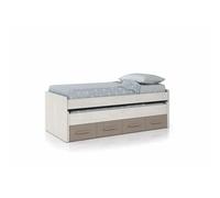 MOBELCENTER - Cama Nido Juvenil Ares 2 Camas 2 Cajones - Color Blanco Alpes y Basalto, Medidas: Ancho: 198 cm x Fondo: 96 cm x Alto: 69 cm (0991)