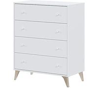 Mobelcenter - Cómoda 4 Cajones Sweet - Cómoda Dormitorio Matrimonio Acabado Color Blanco Artik - Estilo Escandinavo - Medidas: Ancho: 77 cm x Fondo: 40 cm x Alto: 95 cm - (1106)