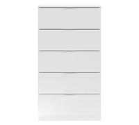 MOBELCENTER - Cómoda 5 Cajones Blanco Artik, Melamina de 16 mm, Fácil Montaje, Medidas 60x40x110 cm (1513)