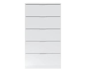 MOBELCENTER - Cómoda 5 Cajones Blanco Artik, Melamina de 16 mm, Fácil Montaje, Medidas 60x40x110 cm (1513)
