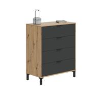 MOBELCENTER -Cómoda Dormitorio Matrimonio 4 Cajones Enzo - Color Roble Nodi y Gris Antracita - Ancho: 77,5 cm x Fondo: 40 cm x Alto: 94 cm - (1328)