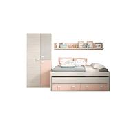 Mobelcenter - Conjunto Dormitorio Infantil Juvenil, Cama Nido con Cajones, Estantería y Armario de 2 Puertas de 90 cm (0983, 0988)